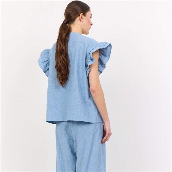 Levete Room LR-LENNON 2 Bluse, Blue Cotton 